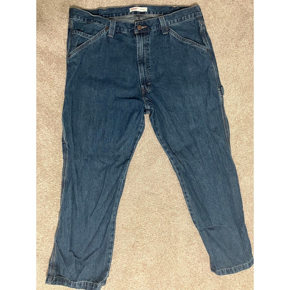 Levi Strauss Signature Carpenter Jeans Men's 40x30 Relaxed Fit Dark Wash Denim